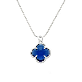 Colar Zircônia de Trevo Azul em Prata 925