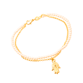 Pulseira-Dourada-24K-Dupla-Elo-Português-com-Pérolas-e-Pingente-Zarelle-1